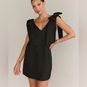 NEVER WORN New York & Company Black Mini Bow Sleeve Dress